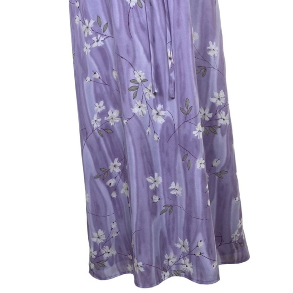 Vintage 90s Casual Corner Lavender Maxi Dress with Tie Blossom Print Modest Sz 6 - Picture 6 of 15